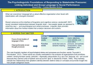 The Psycholinguistic Foundations of Responding to Stakeholder Pressures