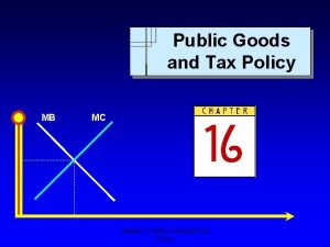 Public Goods and Tax Policy MB MC Chapter