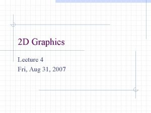 2 D Graphics Lecture 4 Fri Aug 31