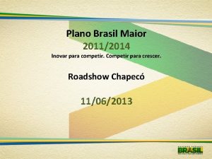 Plano Brasil Maior 20112014 Inovar para competir Competir