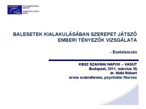 BALESETEK KIALAKULSBAN SZEREPET JTSZ EMBERI TNYEZK VIZSGLATA Esetelemzs