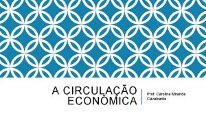 A CIRCULAO ECONMICA Prof Carolina Miranda Cavalcante CONTEDO