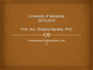 University of Macerata 2014 2015 Prof Avv Roberto