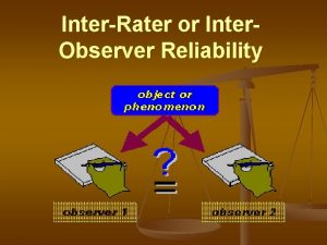InterRater or Inter Observer Reliability Description Is the