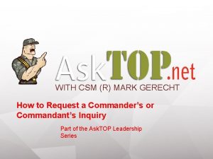 WITH CSM R MARK GERECHT How to Request