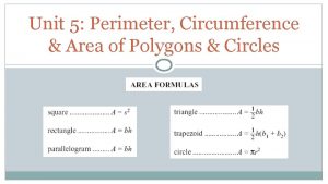 Unit 5 Perimeter Circumference Area of Polygons Circles