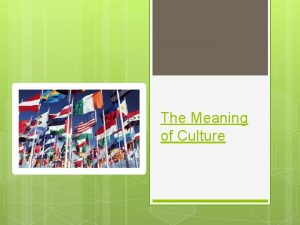 The Meaning of Culture What is Culture All