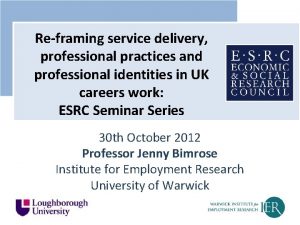 Reframing service delivery professional practices and professional identities