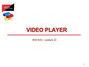 VIDEO PLAYER BIS 1523 Lecture 22 1 Program