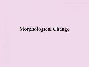 Morphological Change Morphological Change By morphological change we