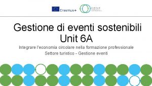 Gestione di eventi sostenibili Unit 6 A Integrare