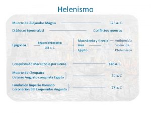 Helenismo Muerte de Alejandro Magno 323 a C