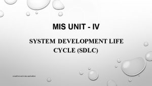 MIS UNIT IV SYSTEM DEVELOPMENT LIFE CYCLE SDLC