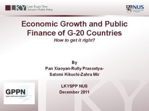 Economic Growth and Public Finance of G20 Countries
