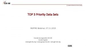 Geodateninfrastruktur Deutschland TOP 3 Priority Data Sets INSPIRE