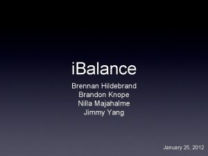 i Balance Brennan Hildebrand Brandon Knope Nilla Majahalme