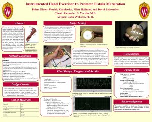 Instrumented Hand Exerciser to Promote Fistula Maturation Brian