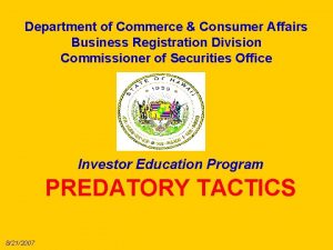 Department of Commerce Consumer Affairs Business Registration Division