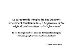 Le paradoxe de loriginalit des crations strictement fonctionnelles