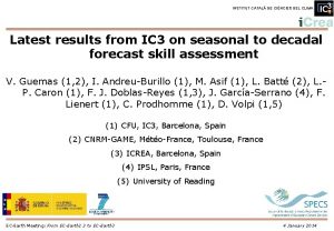 INSTITUT CATAL DE CINCIES DEL CLIMA Latest results