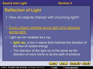 Sound and Light Section 3 Reflection of Light