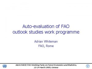 Autoevaluation of FAO outlook studies work programme Adrian