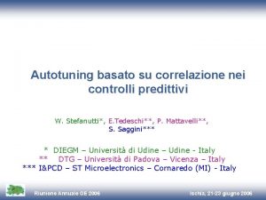 Autotuning basato su correlazione nei controlli predittivi W