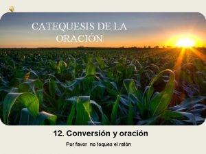 CATEQUESIS DE LA ORACIN 12 Conversin y oracin