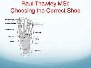 Paul Thawley MSc Choosing the Correct Shoe Definitions