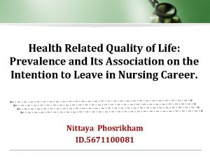 Health Related Quality of Life Prevalence and Its