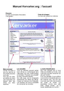 Manuel Kervarker org laccueil Sinscrire Accdez au formulaire