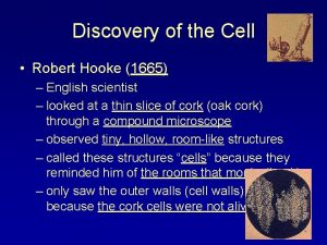 Discovery of the Cell Robert Hooke 1665 English