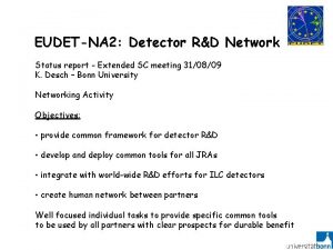 EUDETNA 2 Detector RD Network Status report Extended