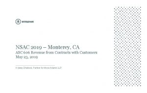 NSAC 2019 Monterey CA ASC 606 Revenue from