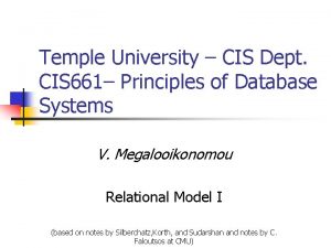 Temple University CIS Dept CIS 661 Principles of