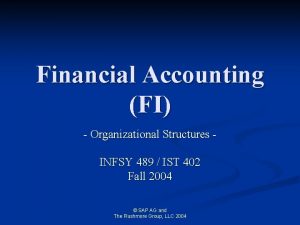 Financial Accounting FI Organizational Structures INFSY 489 IST