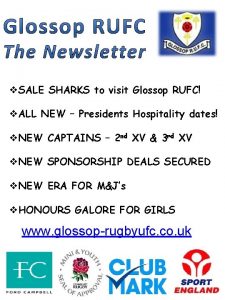 v SALE SHARKS to visit Glossop RUFC v