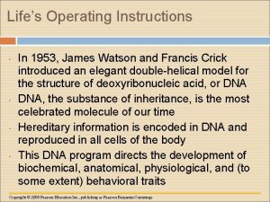 Lifes Operating Instructions In 1953 James Watson and