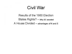 Civil War Results of the 1860 Election States