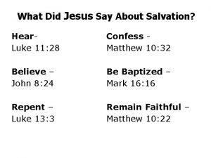 What Did Jesus Say About Salvation Hear Luke