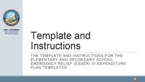 TONY THURMOND State Superintendent of Public Instruction Template