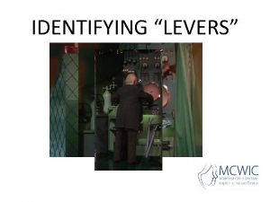 IDENTIFYING LEVERS IDENTIFYING LEVERS Internal levers Front line