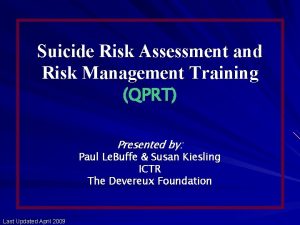 Suicide Risk Assessment and Risk Management Training QPRT
