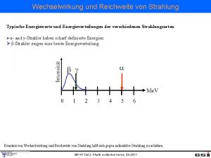 Wechselwirkung und Reichweite von Strahlung Typische Energiewerte und