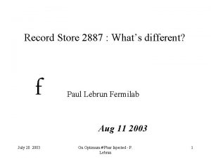 Record Store 2887 Whats different f Paul Lebrun