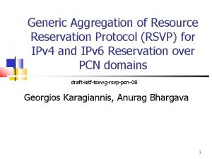 Generic Aggregation of Resource Reservation Protocol RSVP for