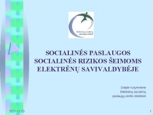 SOCIALINS PASLAUGOS SOCIALINS RIZIKOS EIMOMS ELEKTRN SAVIVALDYBJE Dalyt