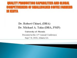 QUALITY PRODUCTION CAPABILITIES AND GLOBAL COMPETIVENESS OF SMALLHOLDER