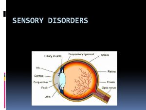 SENSORY DISORDERS Conjunctivitis Commonly known as pink eye