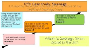 Title Case study Swanage L O describe the